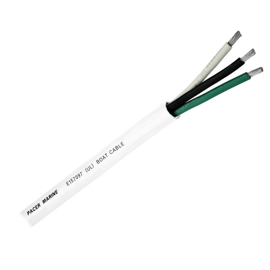 Pacer Round 3 Conductor Cable - 100&#39; - 10/3 AWG - Black, Green &amp; White