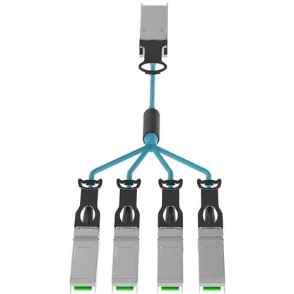 Panduit Active Optical Cable Assembly, Qsfp28 To Sfp28, 100-4X25G, Om4, Aqua, 10 Meters