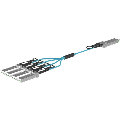 Panduit Active Optical Cable Assembly, Qsfp28 To Sfp28, 100-4X25G, Om4, Aqua, 10 Meters