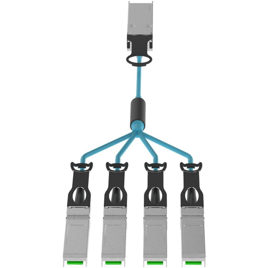 Panduit Active Optical Cable Assembly, Qsfp28 To Sfp28, 100-4X25G, Om4, Aqua, 15 Meters