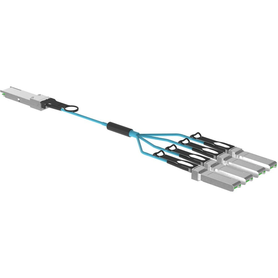 Panduit Active Optical Cable Assembly, Qsfp28 To Sfp28, 100-4X25G, Om4, Aqua, 15 Meters