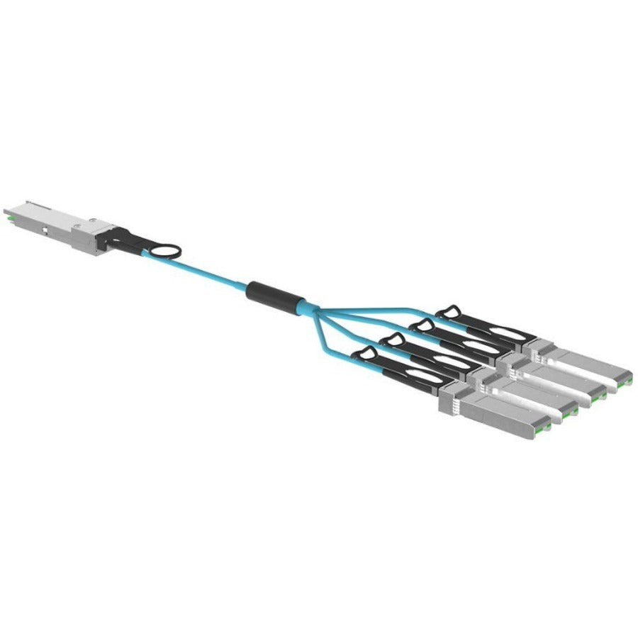 Panduit Active Optical Cable Assembly, Qsfp28 To Sfp28, 100-4X25G, Om4, Aqua, 5 Meters