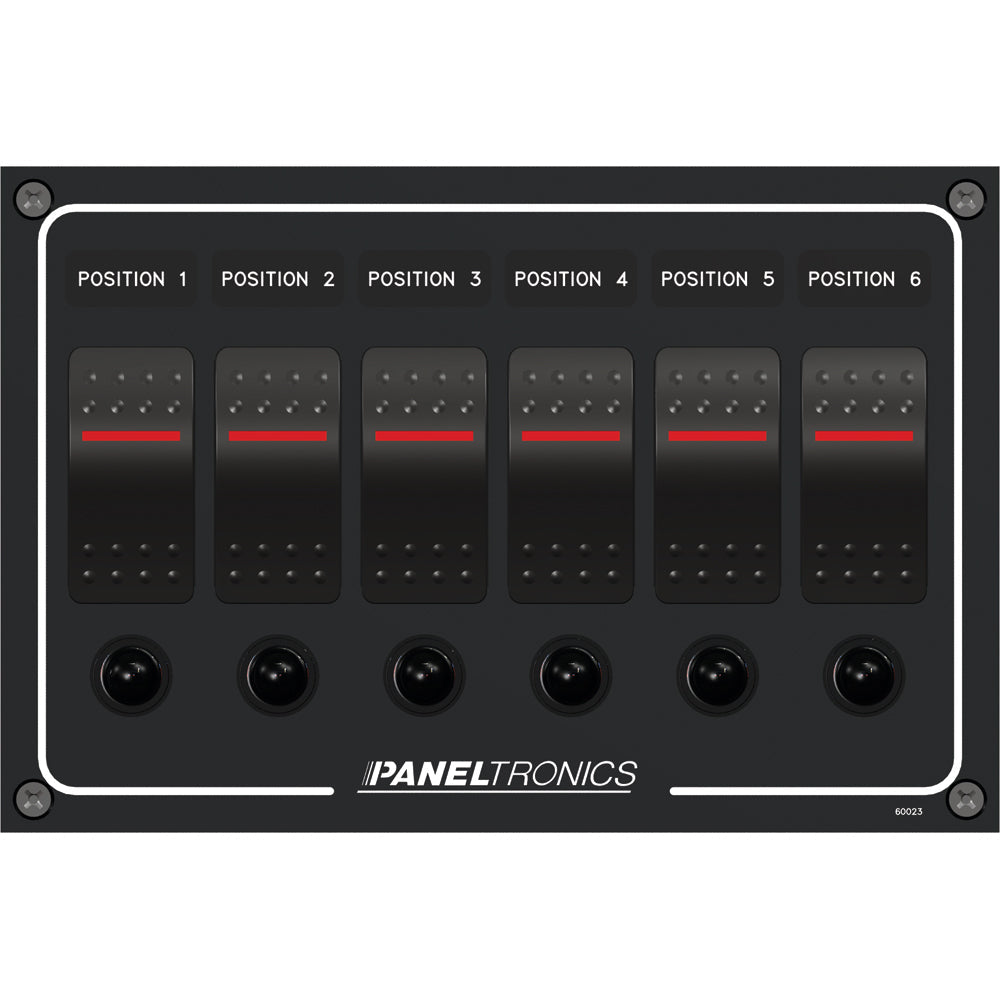 Circuit Panel Switch Rocker Paneltronics Waterproof Panel - DC 6-Position Illuminated Rocker Switc