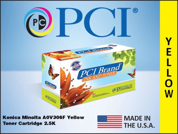 Pci Brand Compatible Konica Minolta A0V306F Yellow Toner Cartridge 2.5K Yld For