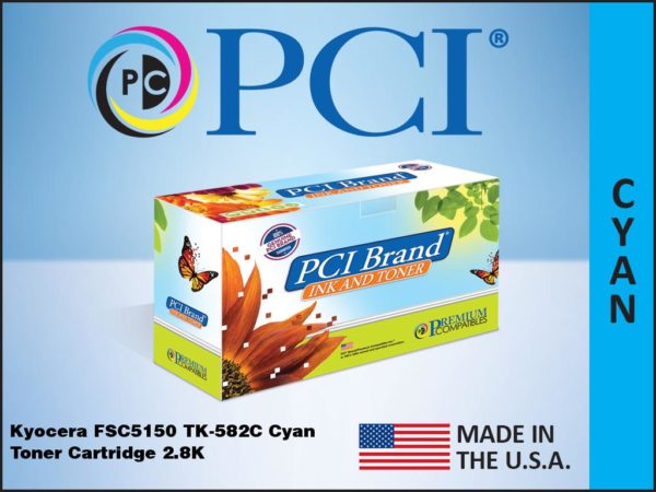 Pci Brand Compatible Kyocera Tk-582C 1T02Ktcus0 Cyan Toner Cartridge 2800 Page Y