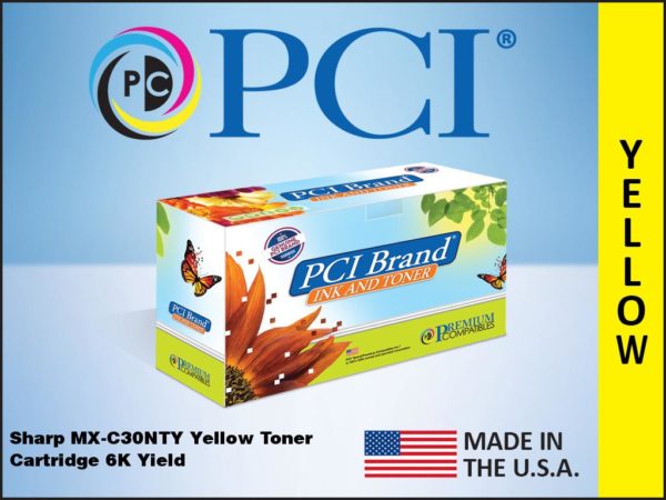 Pci Brand Compatible Sharp Mxc30Nty Yellow Toner Cartridge 6000 Page Yield For S