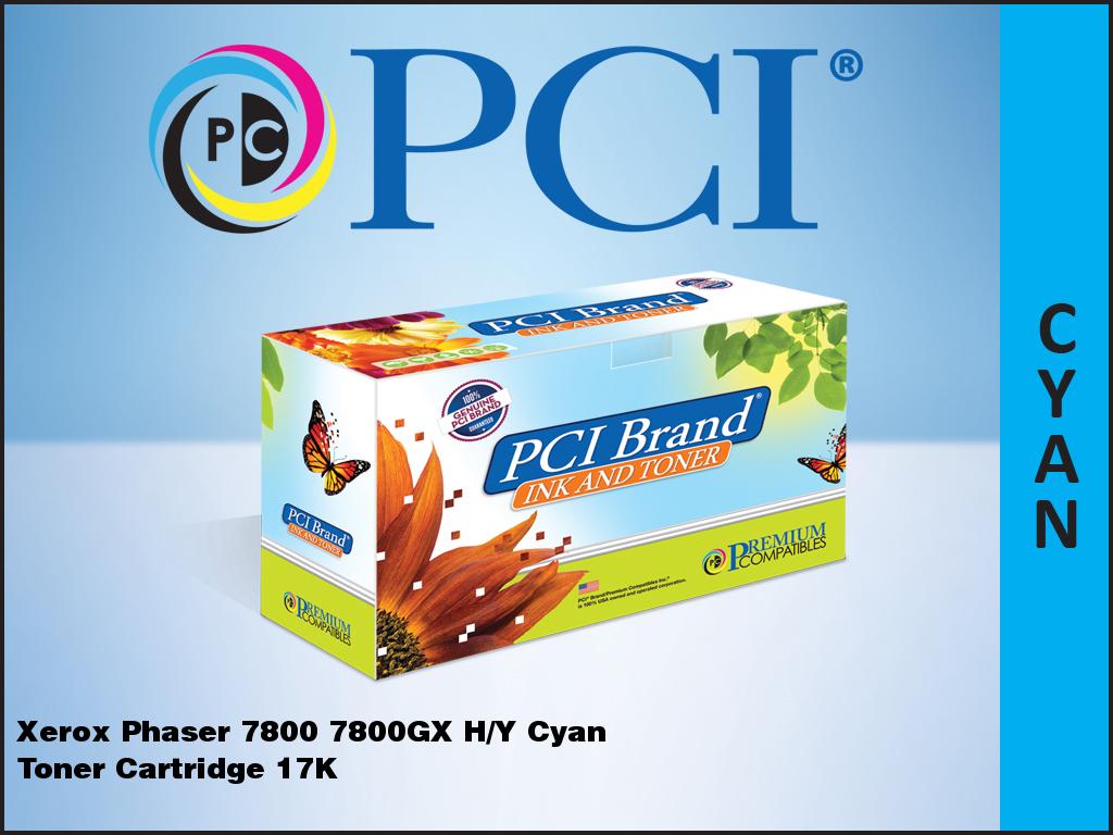 Pci Brand Compatible Xerox 106R01563 Cyan Toner Cartridge 17200 Page Yield For X