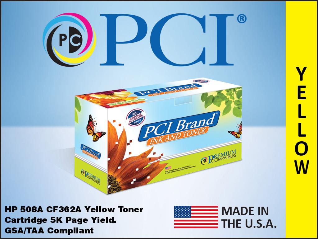 Pci Brand Reman Alt. For Hp 508A Cf362A Yellow Toner Cartridge 5000 Pg Yield For