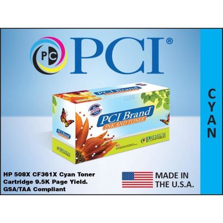 Pci Brand Usa Remanufactured Hp 508X Cf361X Cyan Toner Cartridge 9.5K Yld For Hp