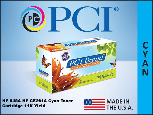 Pci Brand Usa Remanufactured Hp 648A Ce261A Cyan Toner Cartridge 11K Yld For Hp