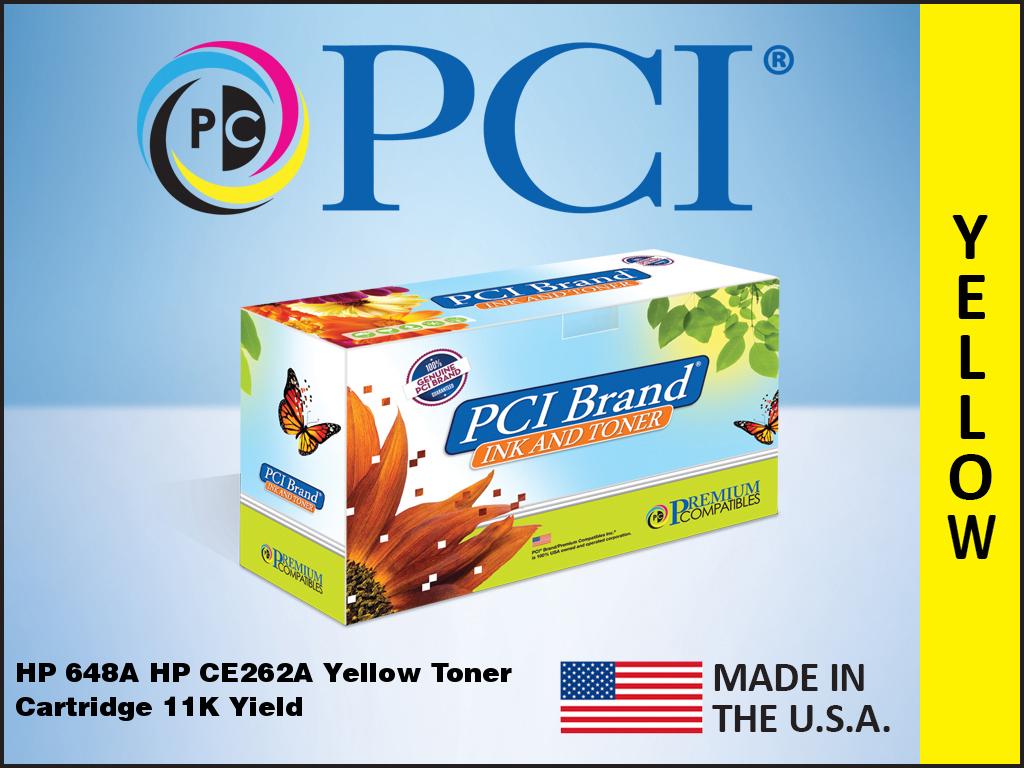 Pci Brand Usa Remanufactured Hp 648A Ce262A Yellow Toner Cartridge 11K Yld For H