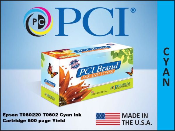 Pci Remanufactured Epson T060220 T0602 Cyan Inkjet Cartridge 600 Page Yield For