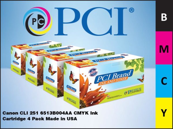 Pcicase Inkjet Ink Cartridge - Alternative For Canon Cli-251 (6513B004Aa) - Black, Magenta, Cyan, Yellow - 4 Pack