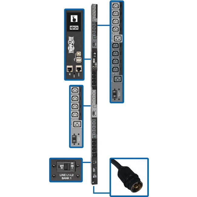 Pdu 3-Phase Monitored 24 C13 6 C19 208/240V L21-30P 10Kw 0U Taa