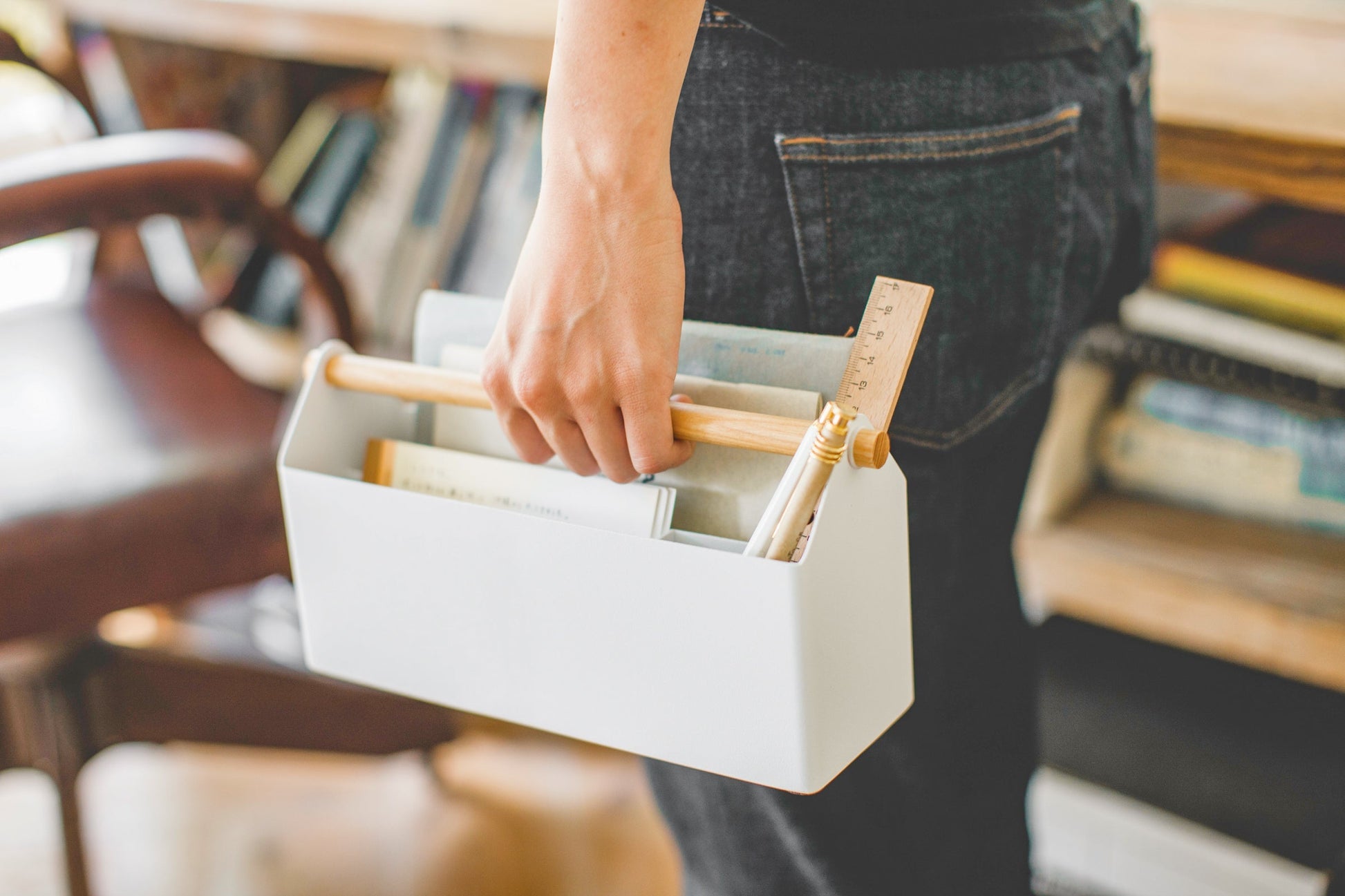 Pen + Desk Organizer - Two Sizes - Steel + Wood