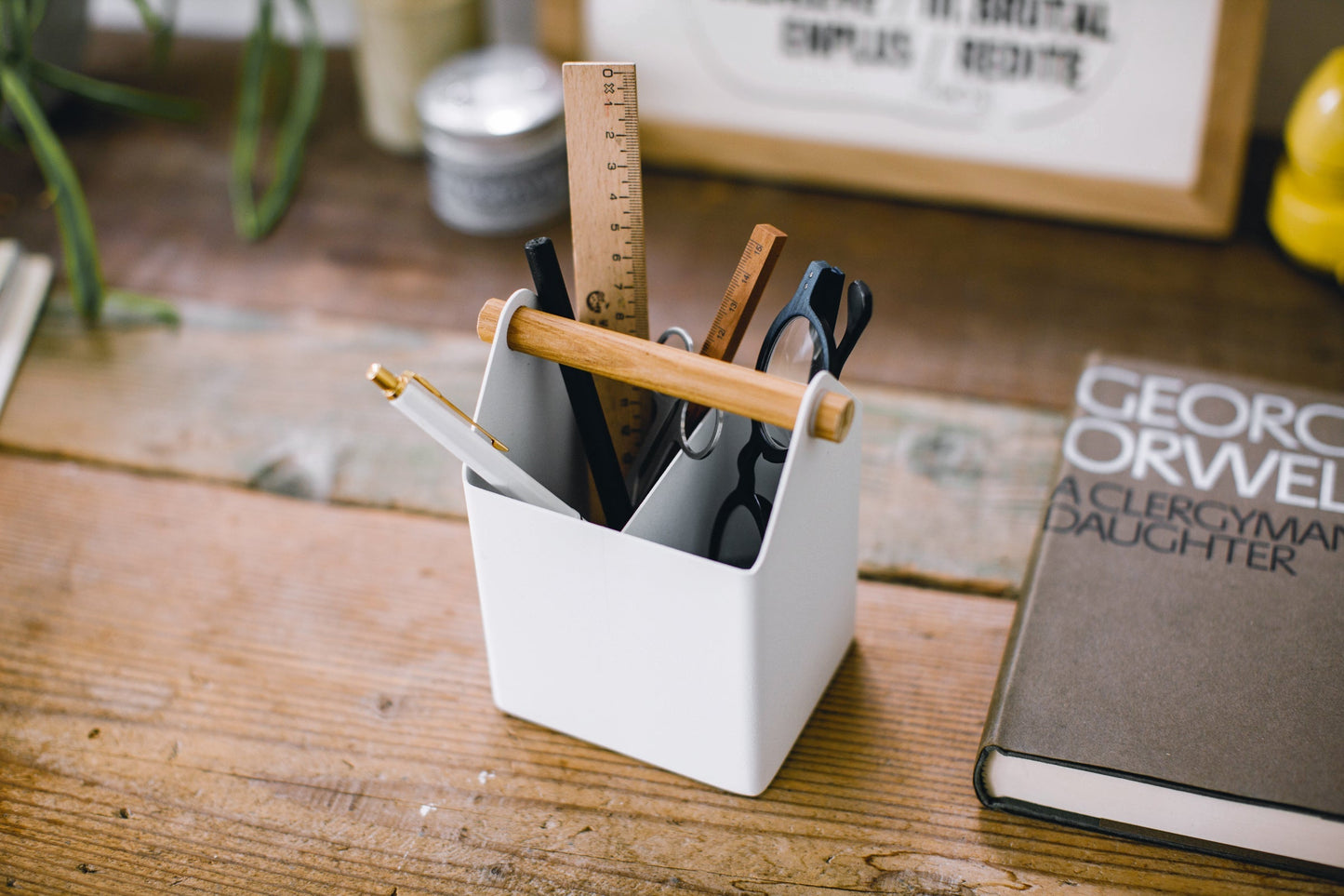 Pen + Desk Organizer - Two Sizes - Steel + Wood