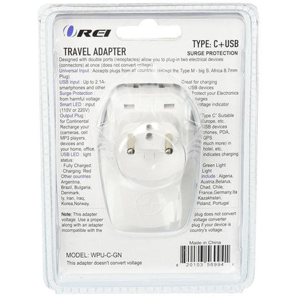 Peru Travel Adapter Plug with USB and Surge Protection - Type C