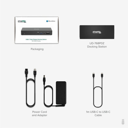 Plugable 13-in-1 USB-C Triple Monitor Laptop Docking Station with 100W Charging, 20W