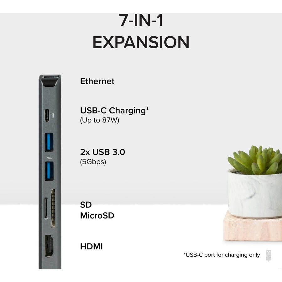 Plugable 7-In-1 Usb C Hub Multiport Adapter W Ethernet Turns A Single Port Into A 7-In-1 Usb-C Hub