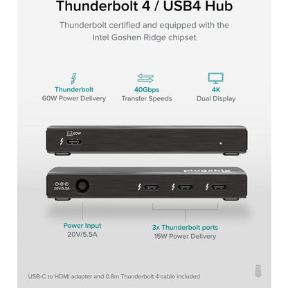 Plugable Tbt4-Hub3C Thunderbolt,4 Hub