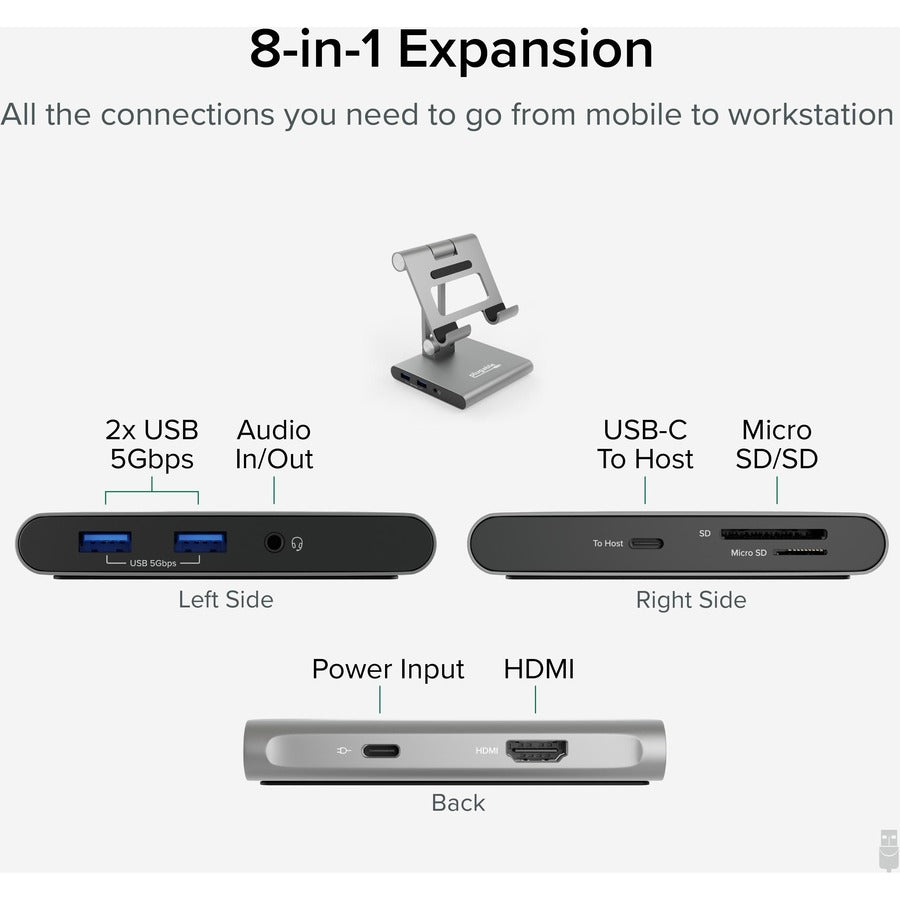 Plugable USBC Dock Tablet Stand - USB-C Dock Tablet and Phone Stand