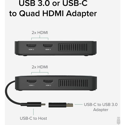 Plugable Usb 3.0 Or Usb C To Hdmi Adapter Extends To 4X Monitors, Compatible With Windows And Mac Usbc-768H4