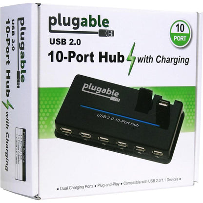 Plugable Usb2-Hub10C2 10 Port,Usb 2.0 Hub W/ 20W Pd