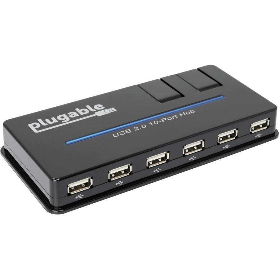 Plugable Usb2-Hub10C2 10 Port,Usb 2.0 Hub W/ 20W Pd