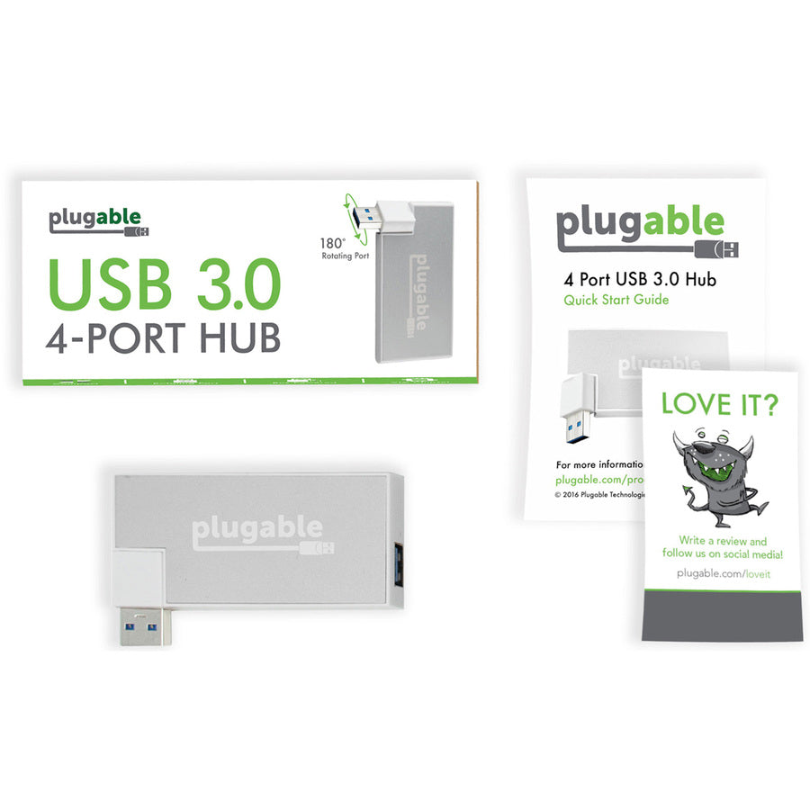 Plugable Usb3-Hub4R 4 Port Usb,3.0 Powered Hub