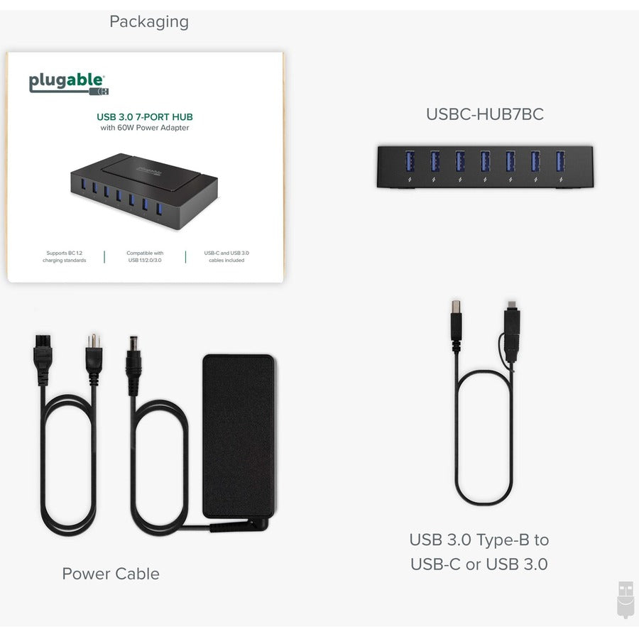 Plugable Usbc-Hub7Bc 7-In-1 Usb,Charging Hub