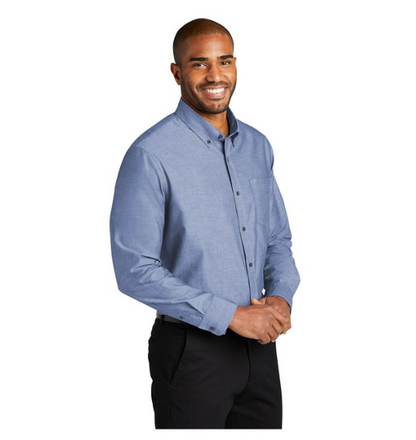 Port Authority® Long Sleeve Chambray Easy-Care Shirt – Classic Chambray Style with Wrinkle-Free Ease