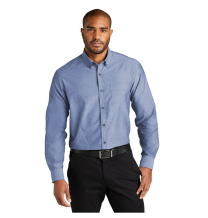 Port Authority® Long Sleeve Chambray Easy-Care Shirt – Classic Chambray Style with Wrinkle-Free Ease