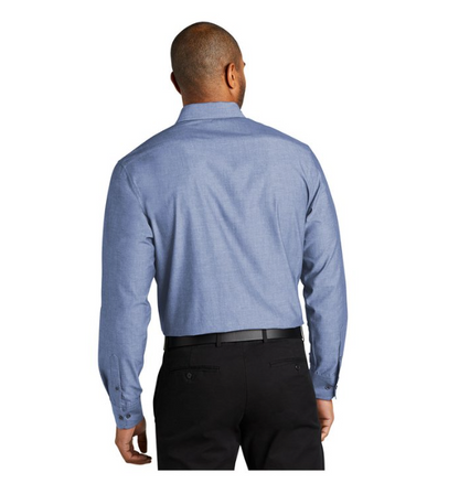 Port Authority® Long Sleeve Chambray Easy-Care Shirt – Classic Chambray Style with Wrinkle-Free Ease