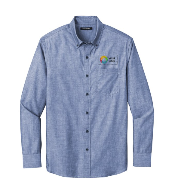 Port Authority® Long Sleeve Chambray Easy-Care Shirt – Classic Chambray Style with Wrinkle-Free Ease