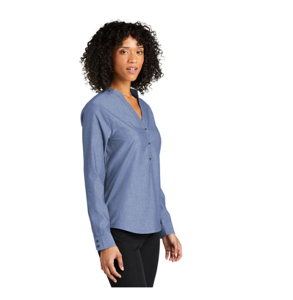 Port Authority® Women's Long Sleeve Chambray Easy-Care Shirt – Timeless Chambray Style with Effortless Maintenance