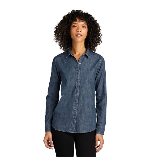 Port Authority® Women's Long Sleeve Perfect Denim Shirt – Classic Denim with a Tailored, Feminine Fit