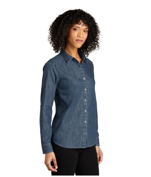 Port Authority® Women's Long Sleeve Perfect Denim Shirt – Classic Denim with a Tailored, Feminine Fit