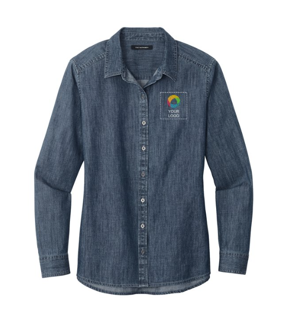 Port Authority® Women's Long Sleeve Perfect Denim Shirt – Classic Denim with a Tailored, Feminine Fit