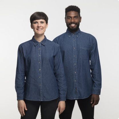 Port & Company® Ladies Long Sleeve Value Denim Shirt – Classic Denim Comfort with a Polished Fit