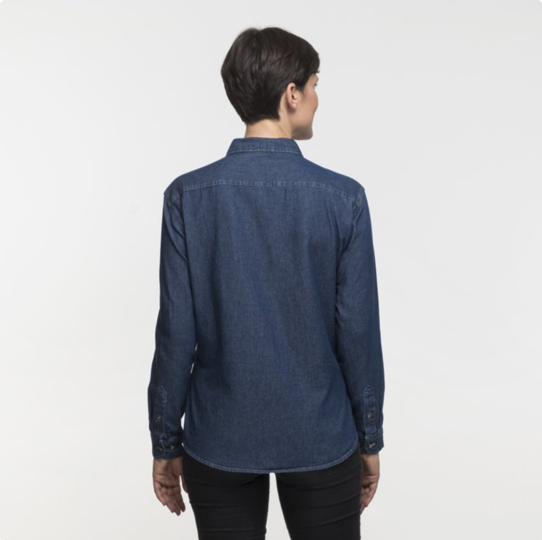 Port & Company® Ladies Long Sleeve Value Denim Shirt – Classic Denim Comfort with a Polished Fit