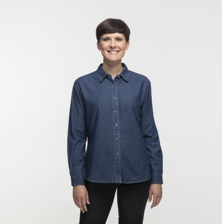 Port & Company® Ladies Long Sleeve Value Denim Shirt – Classic Denim Comfort with a Polished Fit