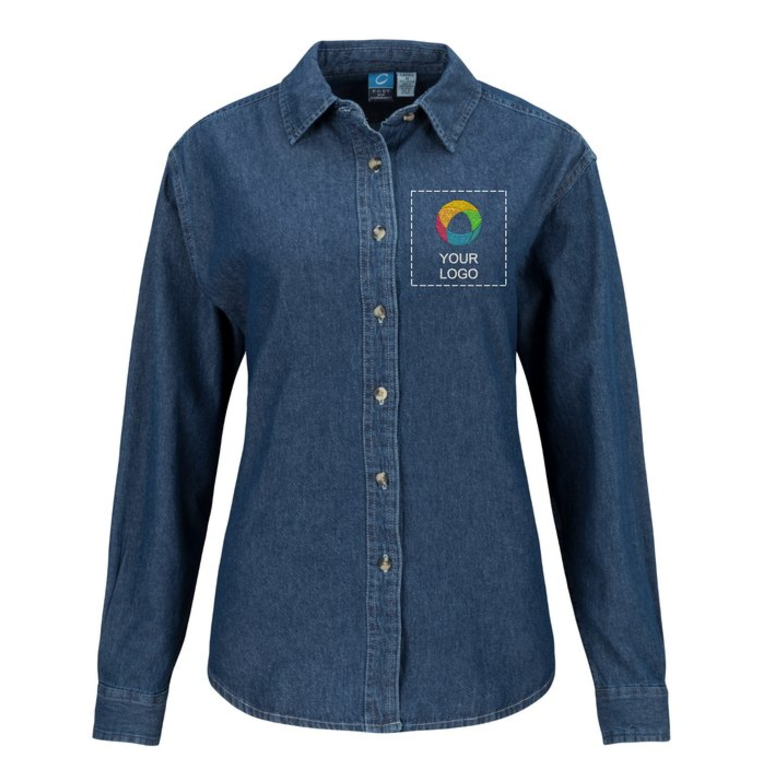 Port & Company® Ladies Long Sleeve Value Denim Shirt – Classic Denim Comfort with a Polished Fit