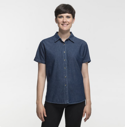 Port & Company® Ladies Short Sleeve Value Cotton Denim Shirt – Classic Denim Look with Everyday Comfort