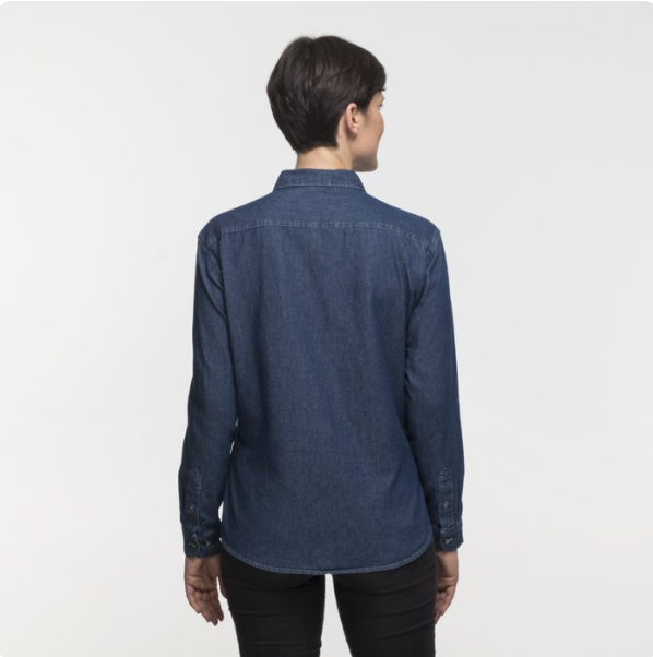 Port & Company® Women’s Long Sleeve Value Denim Shirt – Timeless Denim Style with a Feminine Fit