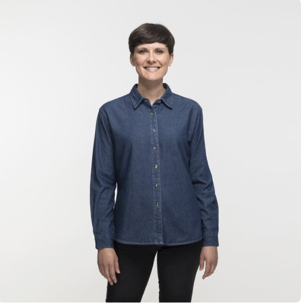 Port & Company® Women’s Long Sleeve Value Denim Shirt – Timeless Denim Style with a Feminine Fit