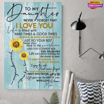 Poster- To My Daughter Never Forget That I Love You Mom - Gift For Daughter - Christmas Gift