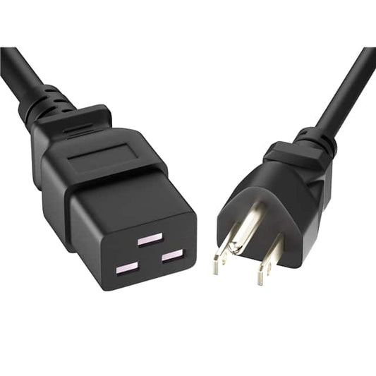 Power Cord 5/15P To C19, 14Awg, 15Amp, 125V, Sjt Jacket, Black, 6Ft, 5-15P - C1