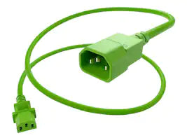 Power Cord C13 - C14, 18Awg, 10Amp, 250V, Svt Jacket, Green, 8Ft, Iec C13 To Iec