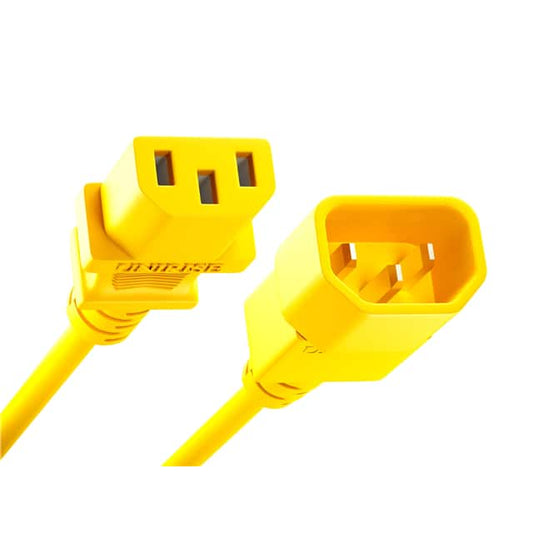 Power Cord C13 - C14, 18Awg, 10Amp, 250V, Svt Jacket, Yellow, 7Ft, Iec C13 To Ie
