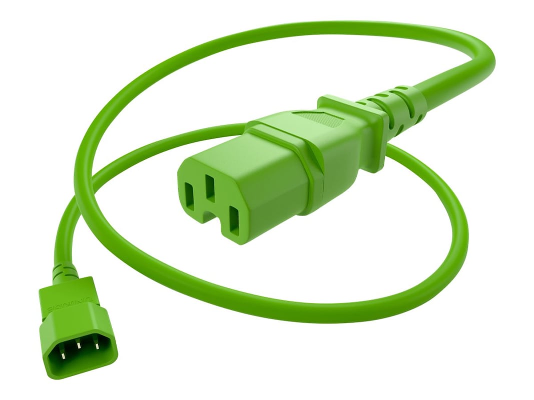 Power Cord C14 To C15 15Amp Green, 10Ft